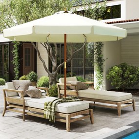 Outsunny Umbrelă Patio Reglabilă, Baldachin Dublu, 8 Stinghii Bambus, Poliester, Ø325x250cm, Bej | Aosom Romania