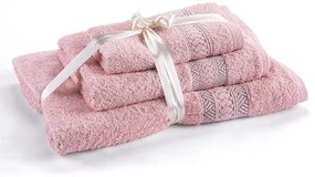 Set de prosoape şi prosop de baie frotir BERGER roz somon 3 buc