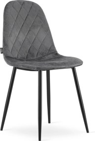 OFERTA Scaun din catifea gri inchis ASTI cu picioare negre categoria a II-a