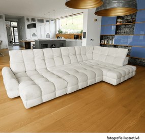 Set canapea extensibilă cu funcţie de extensie electrică, bej-gri Taupe, pe stânga, TOLLO L ROH