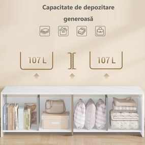 BAA62 - Bancuta 120 / 150 cm, bancheta dormitor, banca hol, depozitare pantofi, pantofar - Alb