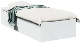 841986 vidaXL Cadru de pat, alb, 75x190 cm, lemn prelucrat