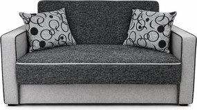 Canapea SAMY NEXT extensibila, 2 locuri, cu lada de depozitare, stofa gri cu negru, cadru metalic, 152x100x92 cm Gri + Negru, stofa