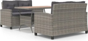 vidaXL Set mobilier grădină, 3 piese, poliratan și lemn masiv acacia