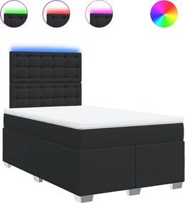 vidaXL Pat box spring cu saltea, negru, 120x190 cm, piele ecologică