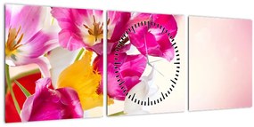 Tablou cu lalele (cu ceas) (90x30 cm)