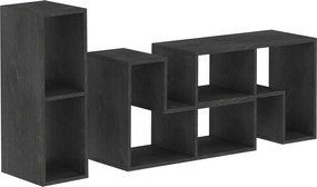 HOMCOM Mobilier TV 75" cu 2 Rafturi în Formă de L și Raft Dreptunghiular, 134-180x30,5x44 cm, Negru | Aosom Romania