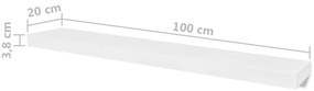 Rafturi de perete, 4 buc., alb, 100 cm 4, Alb, 100 cm