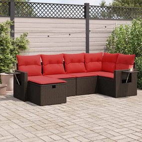 vidaXL Set canapele de grădină cu perne, 6 piese, maro, poliratan