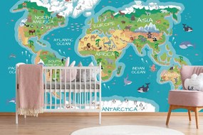 Tapet harta lumii  geografică pentru copii