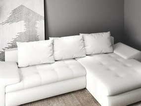 Colțar extensibil dumonde cu ladă de depozitare si sezut confortabil din spuma high-density, Leonardo Euphoria Ivory 260x185 cm II