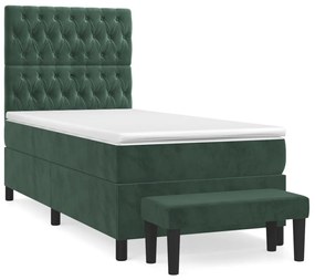 3137992 vidaXL Pat box spring cu saltea, verde închis, 80x200 cm, catifea