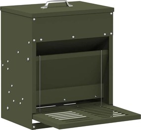 vidaXL Hrănitor cu pedale pentru pui Verde măsliniu 33 x 42 x 40 cm