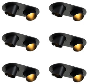 Set de 6 spoturi încastrate negre GU10 35mm înclinabile cu 2 lumini - Installa