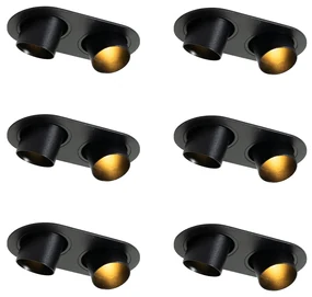 Set de 6 spoturi încastrate negre GU10 35mm înclinabile cu 2 lumini - Installa