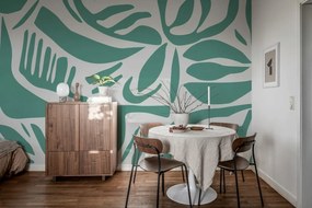 Fototapet, Abstract Leafs, Turquoise, Rebel Walls
