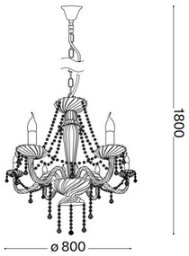 Lustră de cristal pe lanț Ideal Lux AMADEUS 8xE14/40W/230V d. 80 cm transparent