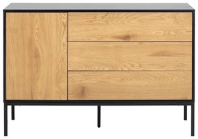 Comodă neagră/în culoare naturală joasă cu aspect de lemn de stejar 120x82 cm Seaford – Actona