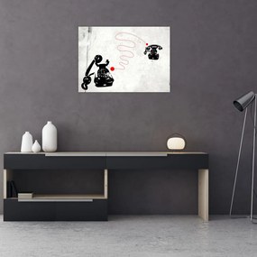 Tablou pe sticlă - Desen de telefon în stilul lui Banksy (70x50 cm)
