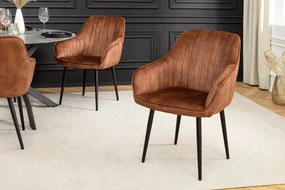 Set de 2 scaune elegante Turin catifea maro ruginiu