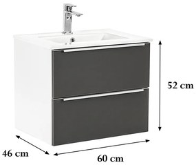 Dulap inferior Vario Trim 60 cu lavoar alb-antracit