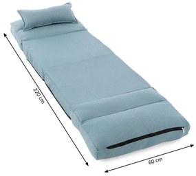 Fotoliu pliant confortabil, 220x60 x 14 cm, albastru deschis