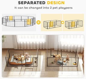PawHut Tarc Modular pentru Animale cu 12 Panouri din Oțel, 2 Uși cu Zăvor, Ușor de Asamblat, 80x60x1.5cm, Negru | Aosom Romania