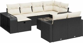 vidaXL Set canapele de grădină cu perne, 11 piese, negru, poliratan