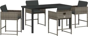 vidaXL Set de masă pentru grădină 5 pcs Gri poliratan