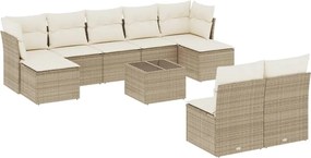 vidaXL Set canapele de grădină cu perne, 10 piese, bej, poliratan