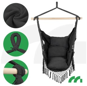 ShopJK SCAUN SUSPENDAT GRI XXL BRAZILIAN + 2X PERNĂ