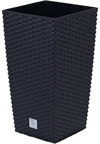 Ghiveci de flori patrat, RATO square, 22.5x22.5x42.1 cm, 8 16.3 L, imitatie ratan, negru, Prosperpla