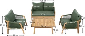 Set de grădină, lemn de salcâm, verde/natural, NADIM