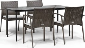 vidaXL Set mobilier de grădină cu perne, 5 piese, poliratan și oțel