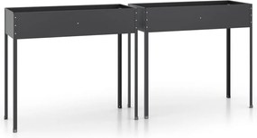 vidaXL Jardiniere de grădină, 2 buc., antracit, oțel galvanizat