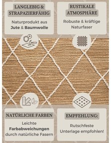 Covor în culoare naturală țesut manual din iută 80x150 cm Kunu – Hanse Home