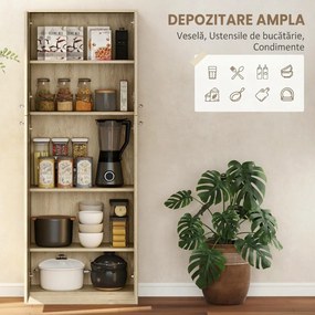 HOMCOM Mobilier de Depozitare cu 2 Dulapuri și Rafturi Reglabile din Lemn Stejar | Aosom Romania