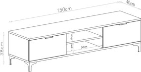 Mazzoni Comodă TV LANA RTV-150 Stejar Artisan - SUB TV ÎN CAMERA DE ZI