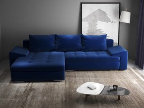 Colțar extensibil dumonde cu ladă de depozitare si sezut confortabil din spuma high-density, Leonardo Royal Albastru 260x185 cm