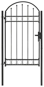 Poarta de gard cu arcada, negru, 100 x 175 cm, otel 100 x 175 cm
