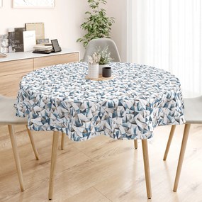 Goldea față de masă decorativă loneta - forme albastre - rotundă Ø 120 cm