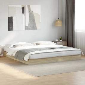 vidaXL Cadru pat fără saltea stejar sonoma, 180x200cm, lemn prelucrat