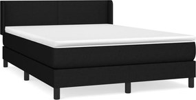vidaXL Pat box spring cu saltea, negru, 140x200 cm, textil
