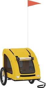 vidaXL Remorcă de bicicletă animale companie galben textil oxford/fier