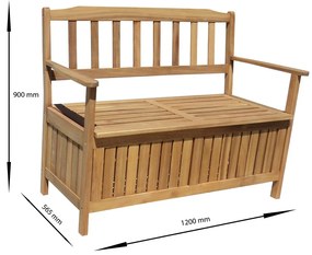 Bancă din lemn cu spațiu de depozitare Edita, 120x 57 x 90 cm