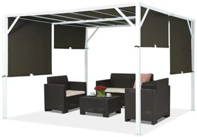 Pergolă terasă metalică Santorini 3 x 3 m alb-maro Garden Point