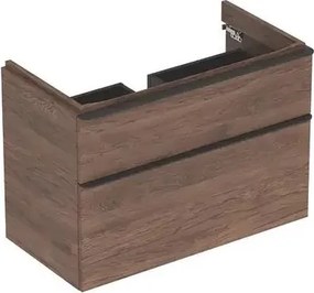Dulap baza pentru lavoar suspendat Geberit Smyle Square nuc 2 sertare 89 cm