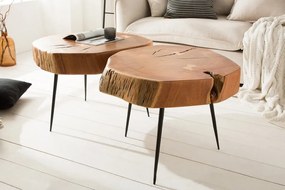 Masuta living cu trei picioare si blat din lemn de salcam, Goa II 60cm A-36558 VC