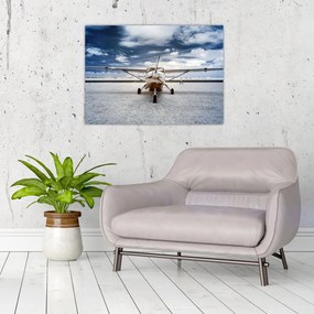 Tablou pe sticlă cu aeroplan cu motor (70x50 cm)
