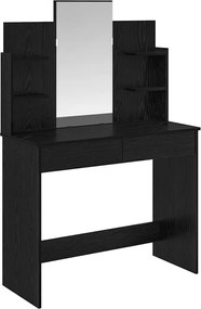 vidaXL Masă de Îmbrăcat cu Oglindă Stejar Negru 96 x 39 x 142 cm